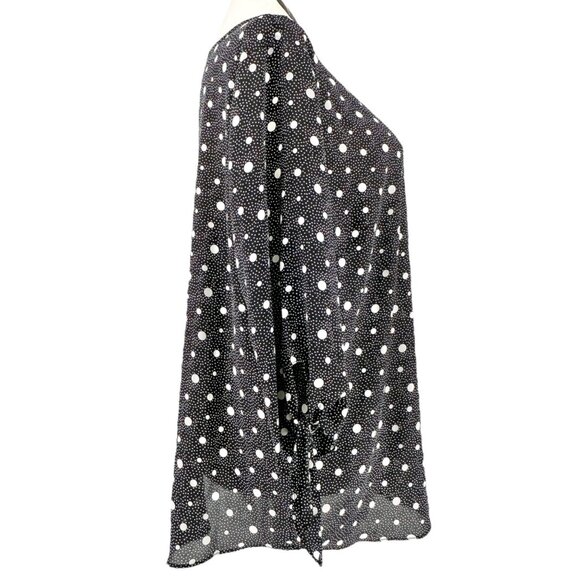 Talbots Plus Top Womens 2X Black White Polka Dot 3/4 Tie Sleeves EUC - Picture 3 of 9